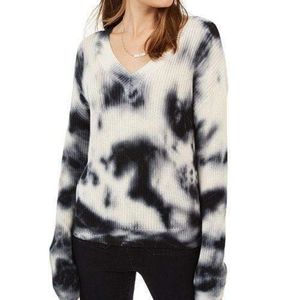Hooked Up Black and White Tie Dye Sweater